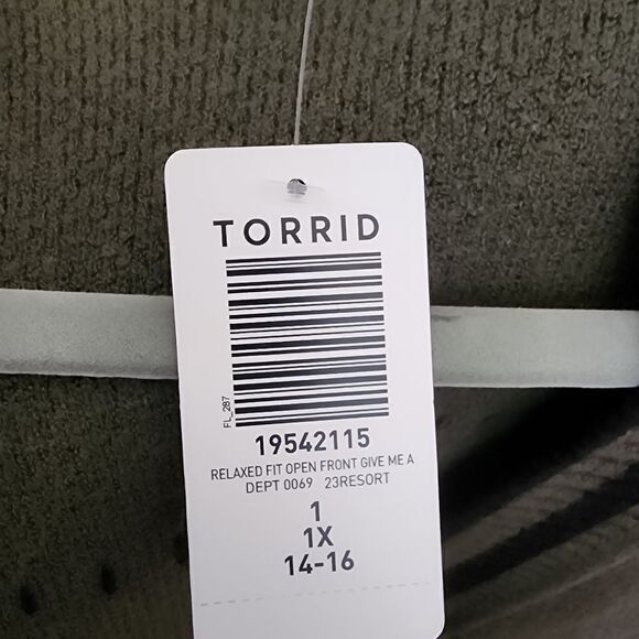 1X 14W 16W Torrid Green Long Sweater Cardigan Give Me A Break Lovesick Relaxed - Picture 7 of 7